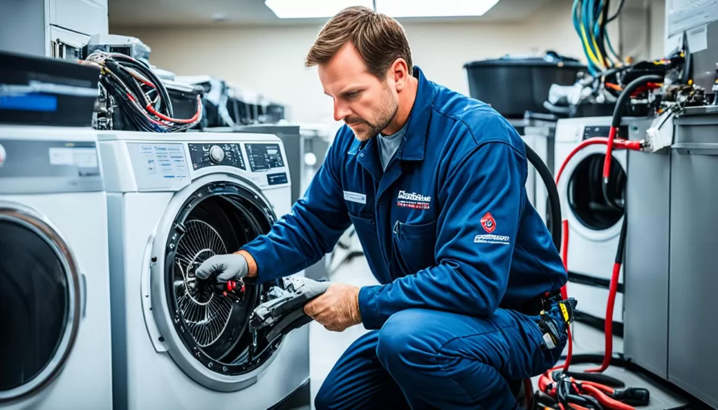 expert dryer repair technician at work